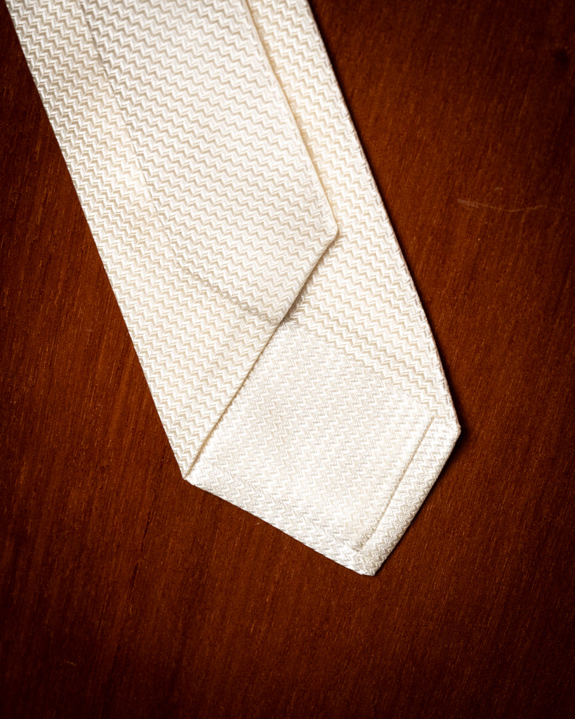 Jacquard Chevron Cream Tie