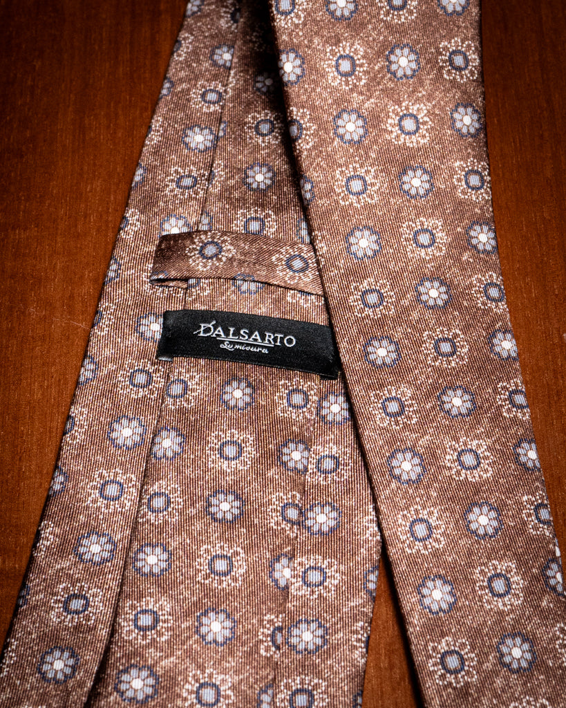 Agostino Brown Tie with Flowers