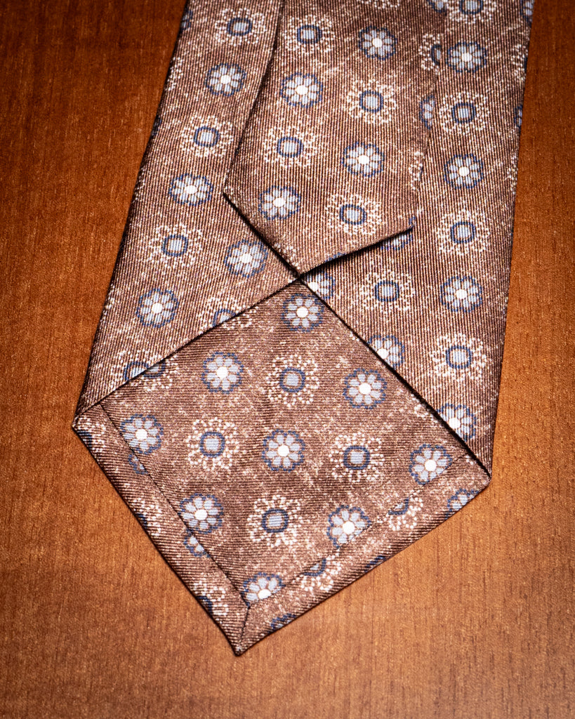 Agostino Brown Tie with Flowers