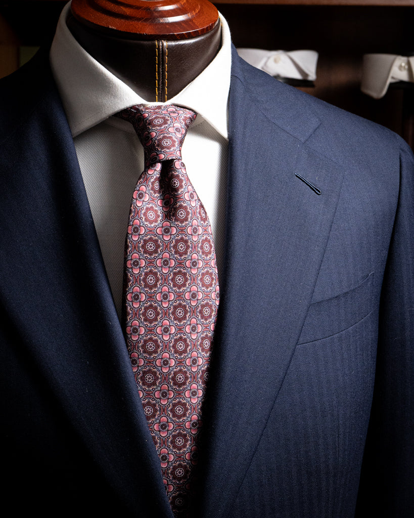 Agostino Pink Tie with Flowers