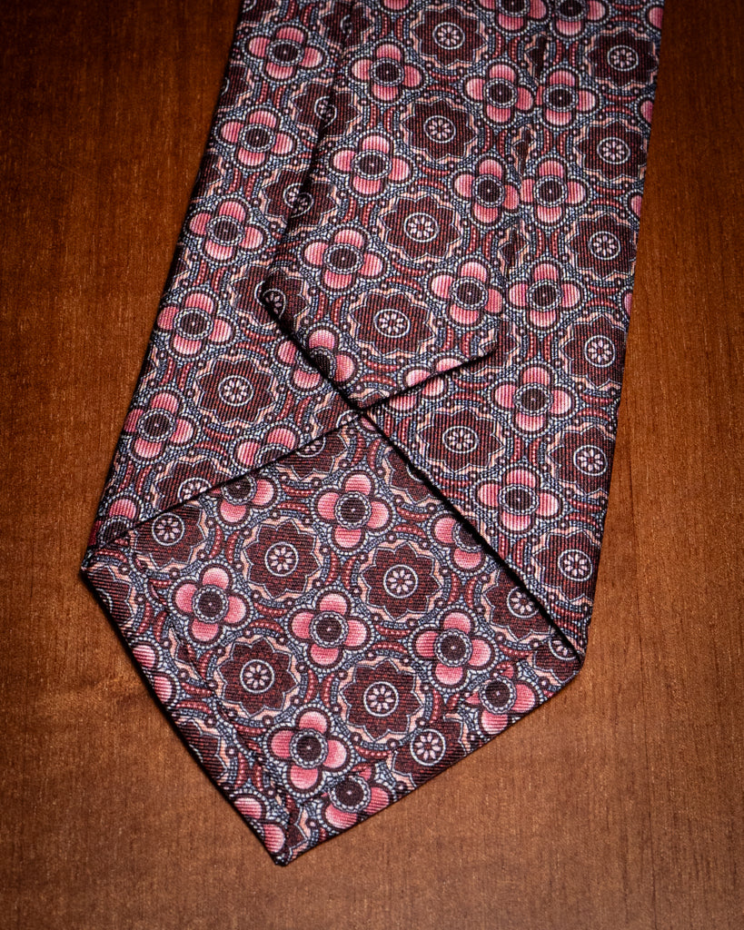 Agostino Pink Tie with Flowers