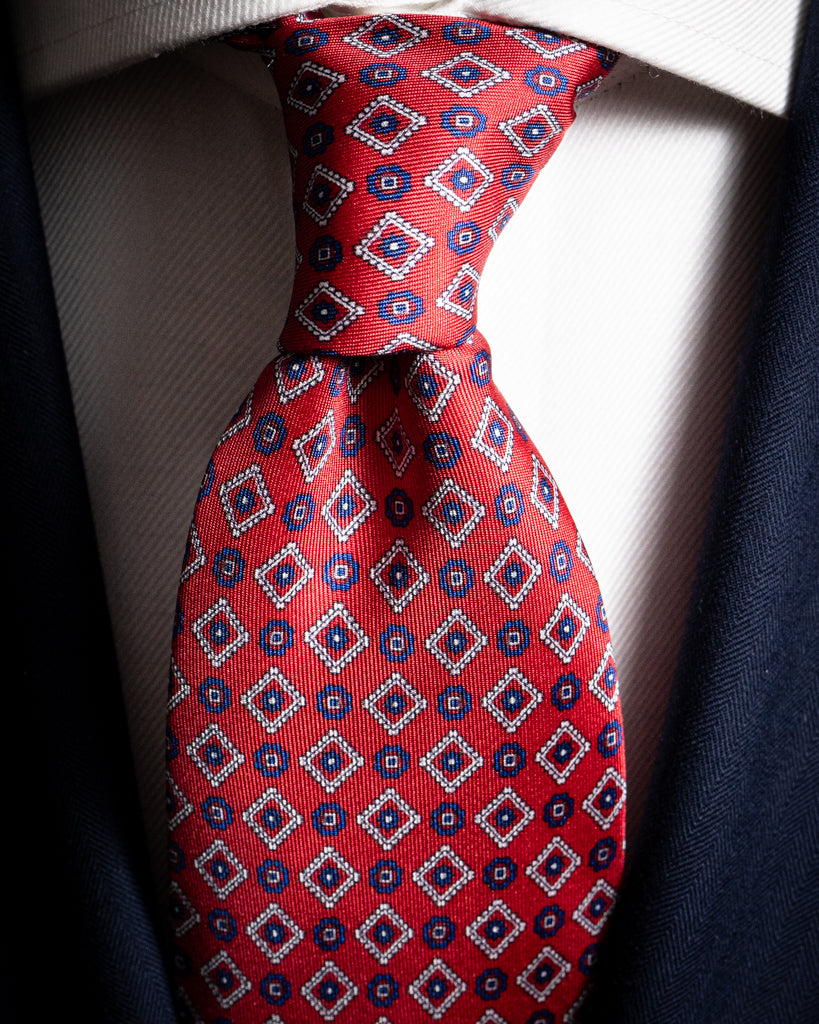 Agostino Red Tie with Diamonds