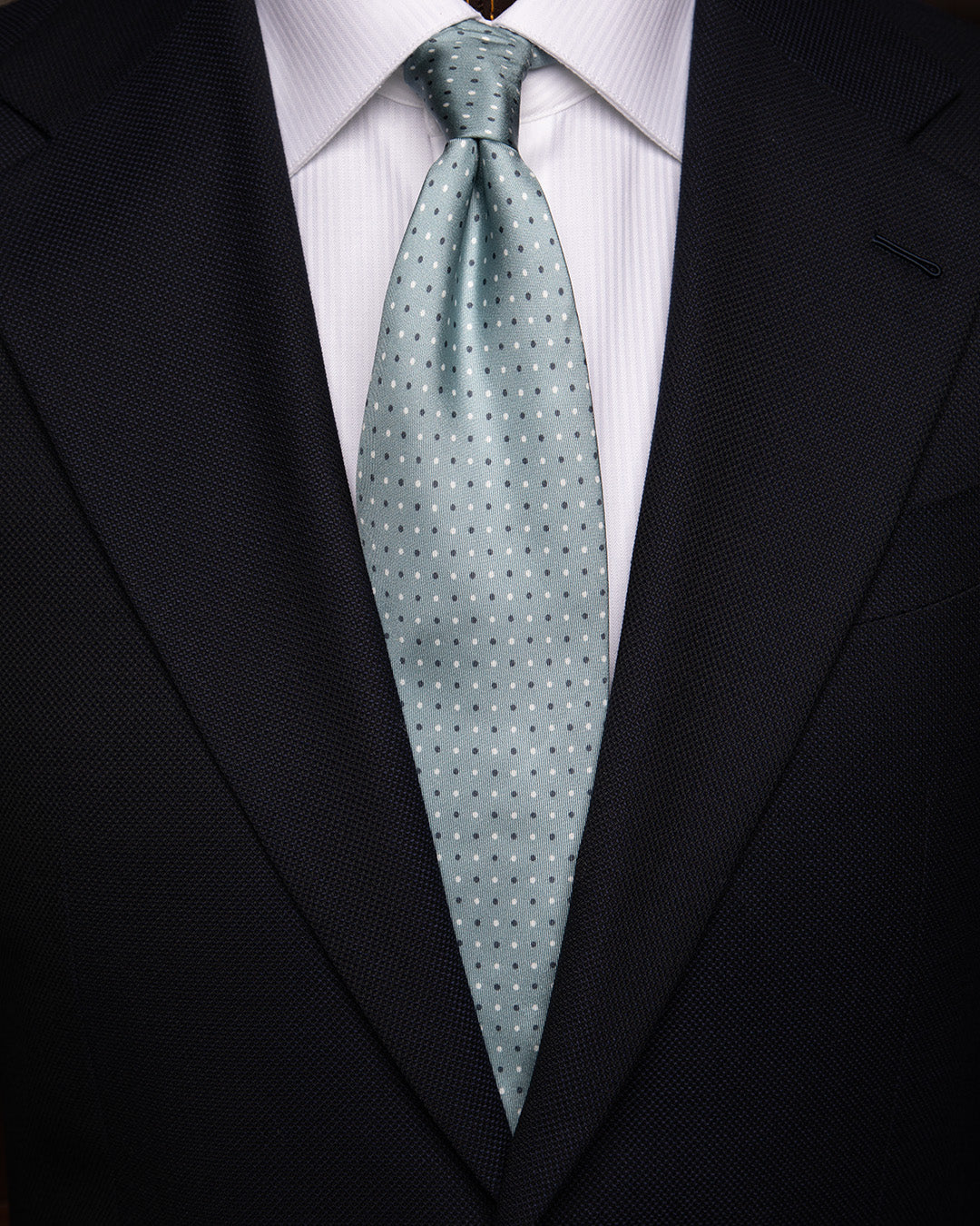 Cravatta Verde Acqua con Pois Blu e Bianchi