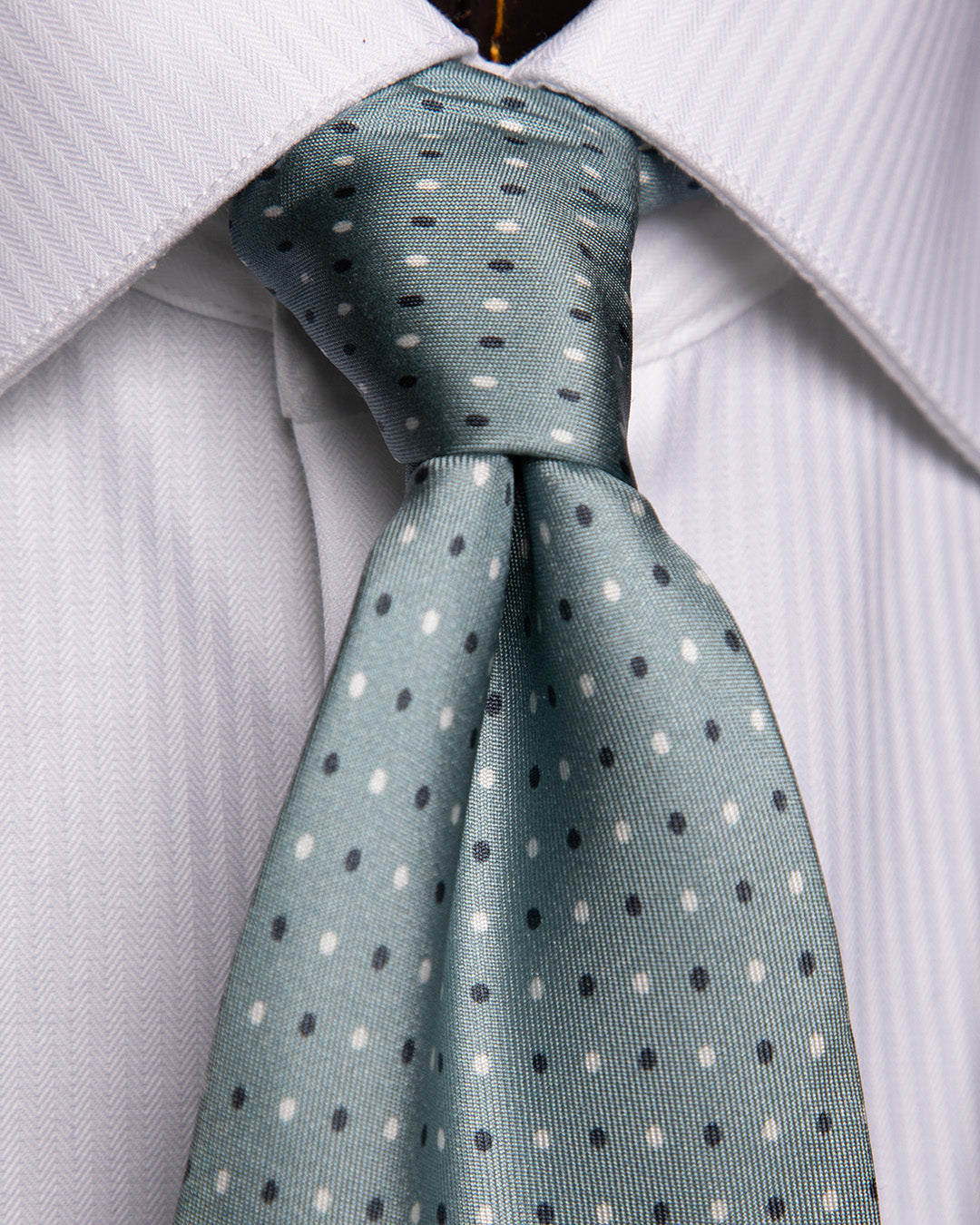 Cravatta Verde Acqua con Pois Blu e Bianchi