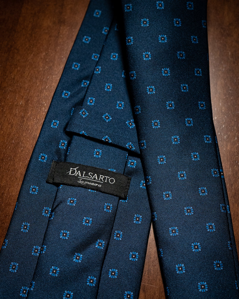 Cravatta Agostino Blu con Fantasia Fiori