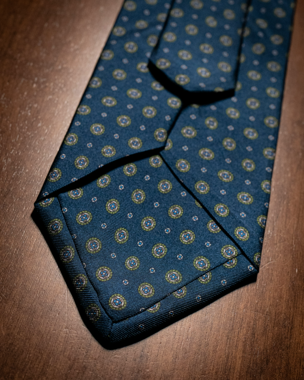Agostino Blue Tie with Gold Round Pattern