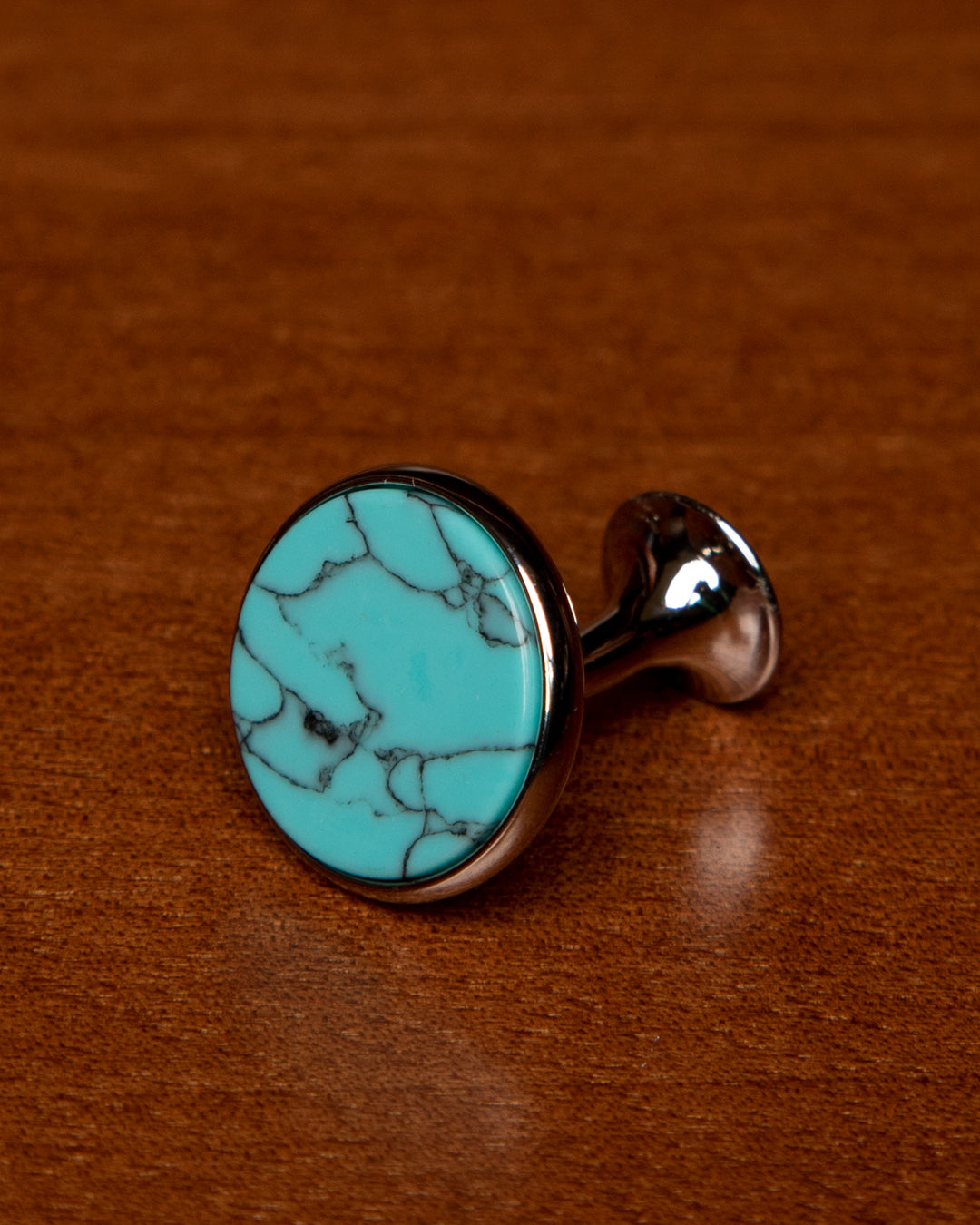 Silver-Tone Cufflinks with Turquoise Detail
