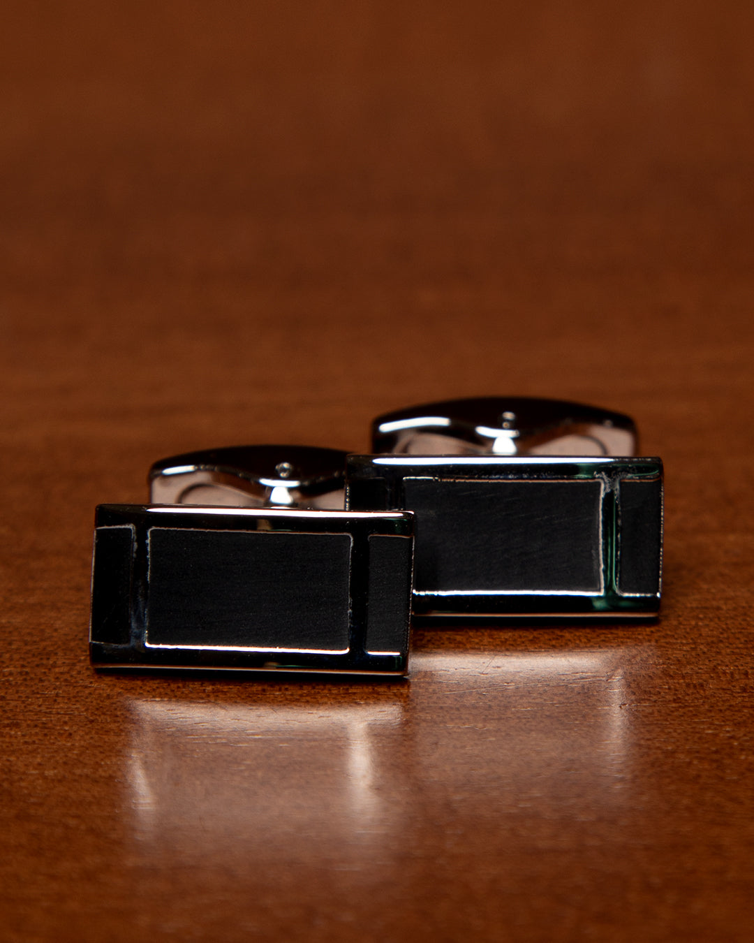 Black and Silver Rectangular Cufflinks