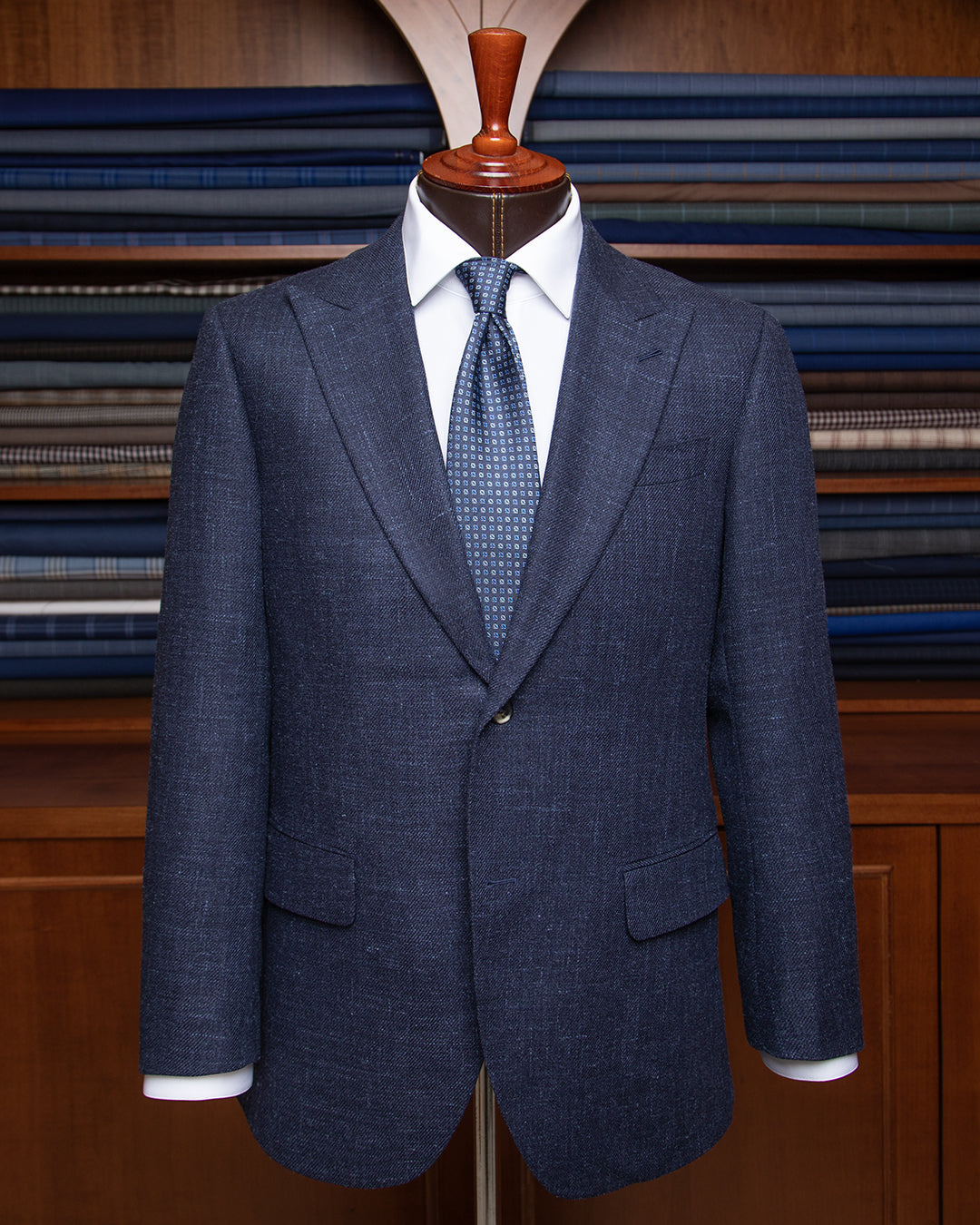 Giacca Bernini Blu Chiaro Lana,Lino,Seta