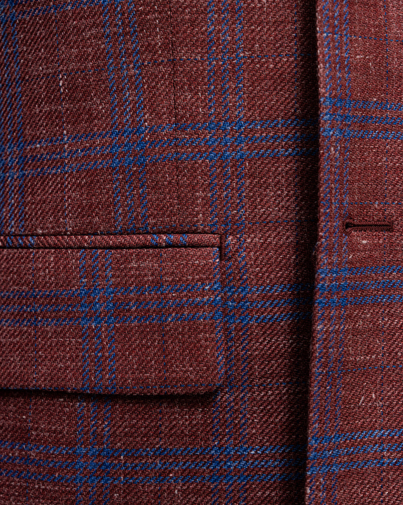 Canova Burgundy Checked Jacket