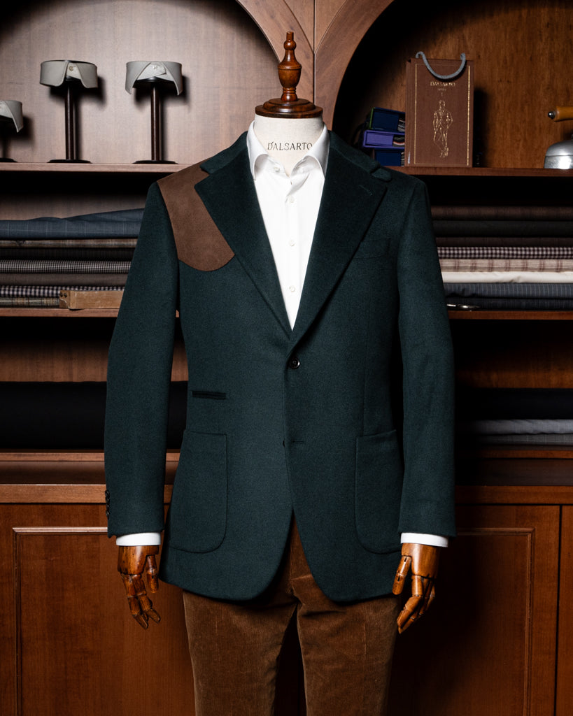 Green Casual Jacket with Alcantara