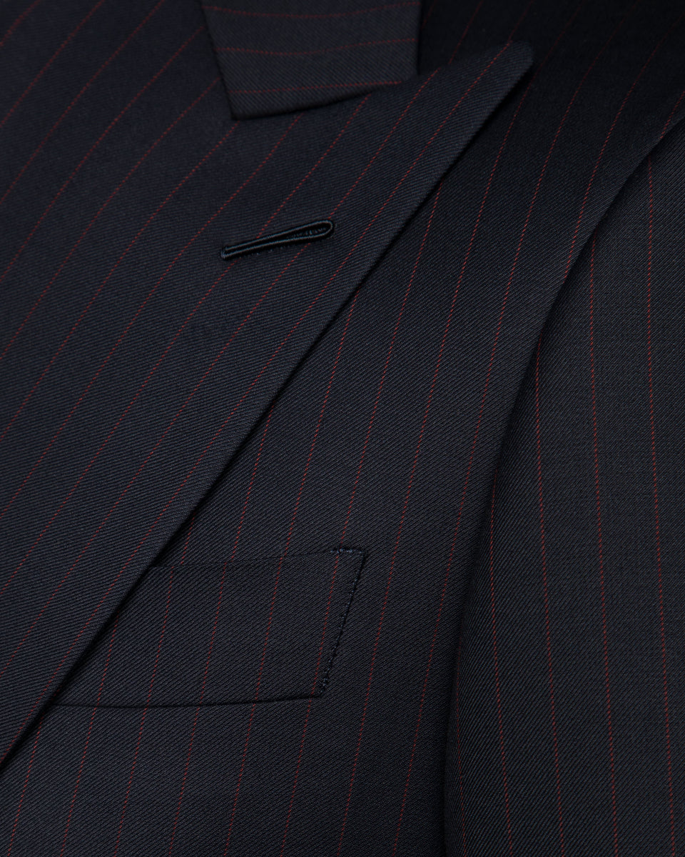 Perugino Midnight Blue Jacket with Red Pinstripe