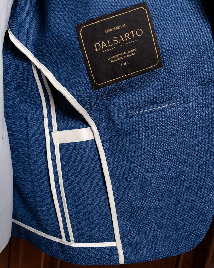 Giacca Giotto Hopsack Blu Sfoderata