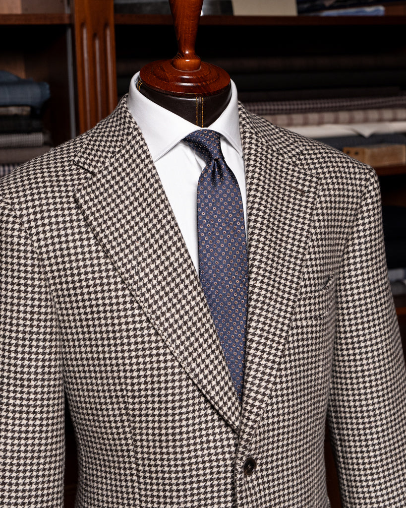 Giotto Beige and Brown Houndstooth Jacket