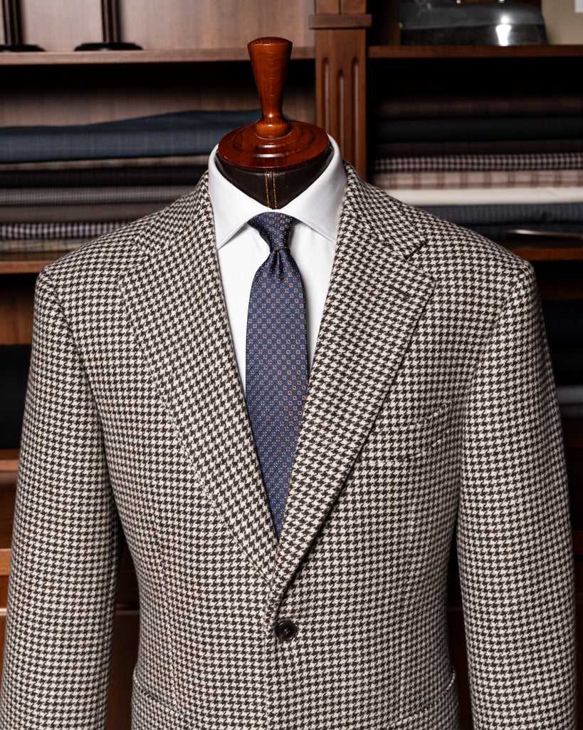 Giotto Beige and Brown Houndstooth Jacket