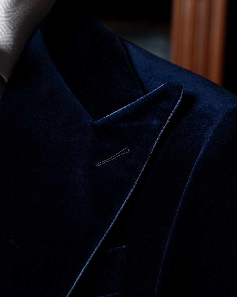 Michelangelo Jacket in Blue Velvet and Piping