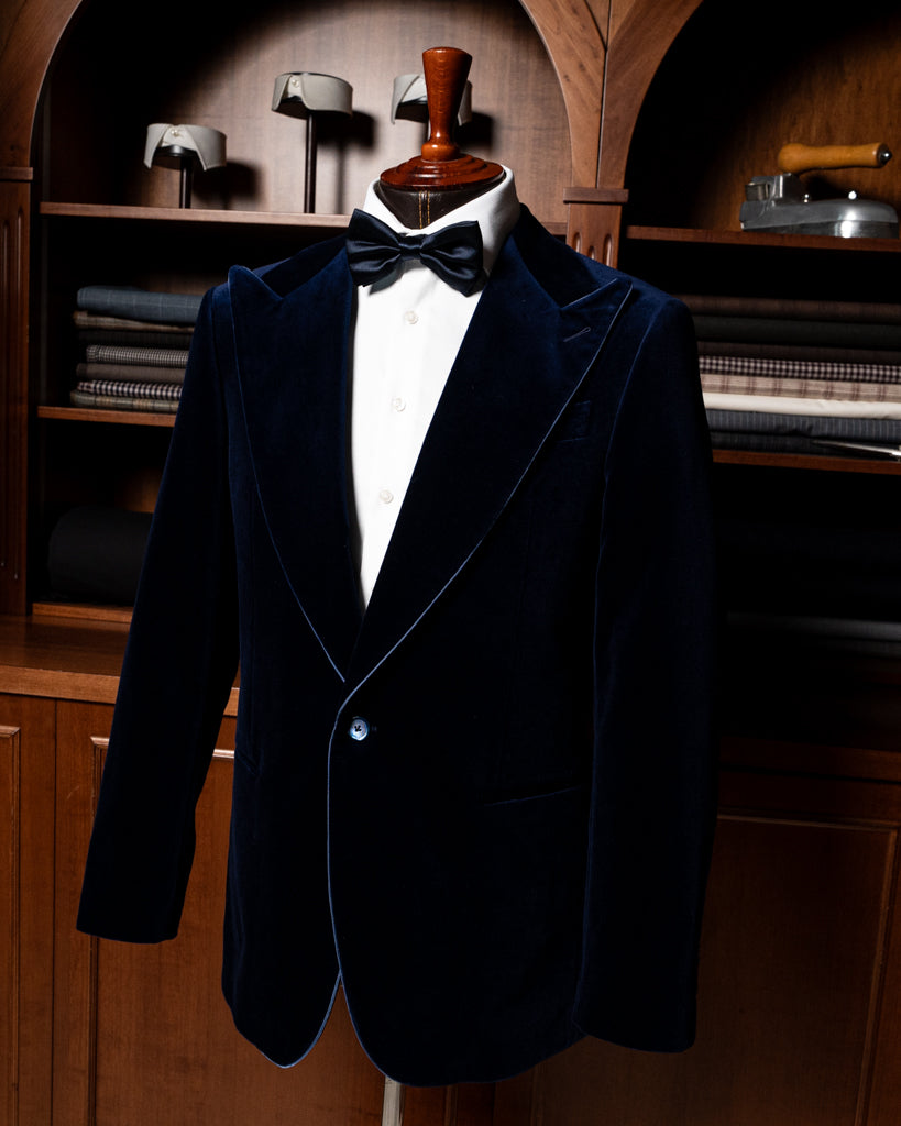Michelangelo Jacket in Blue Velvet and Piping