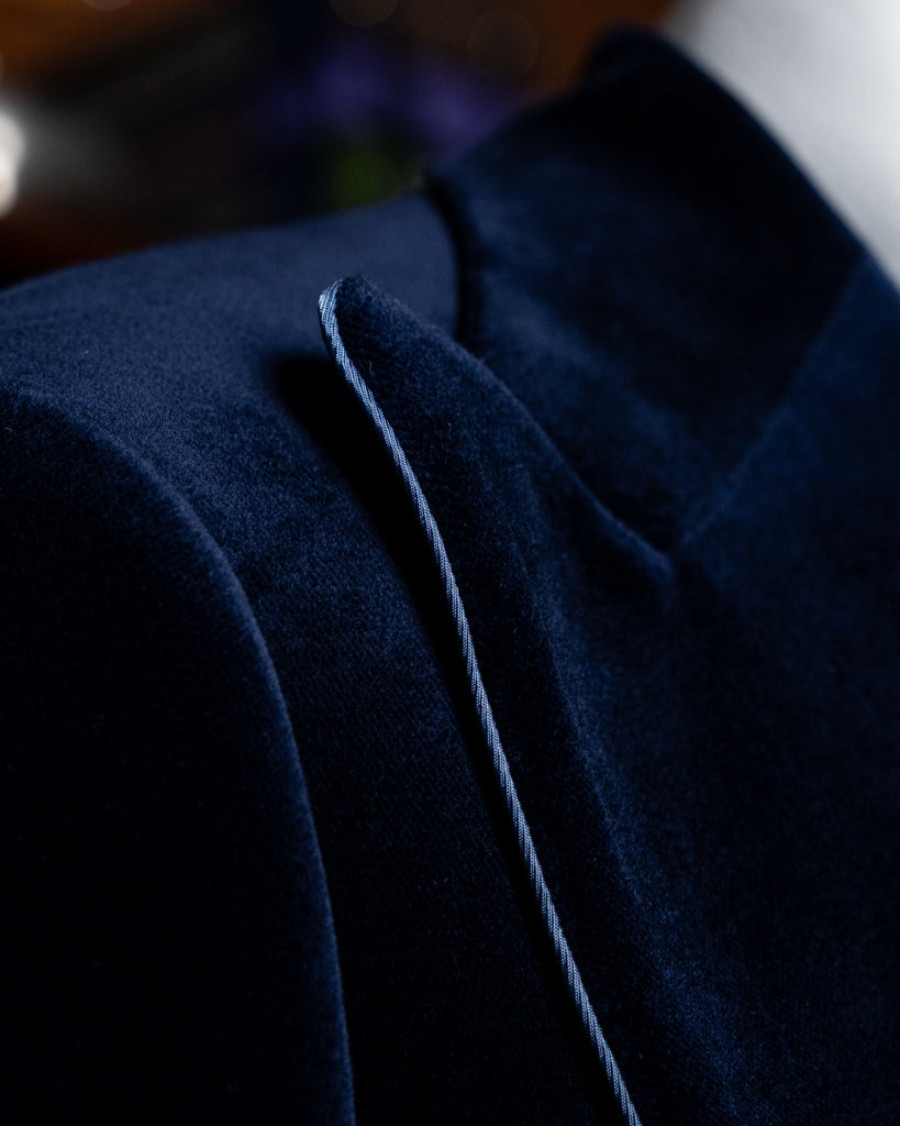 Michelangelo Jacket in Blue Velvet and Piping