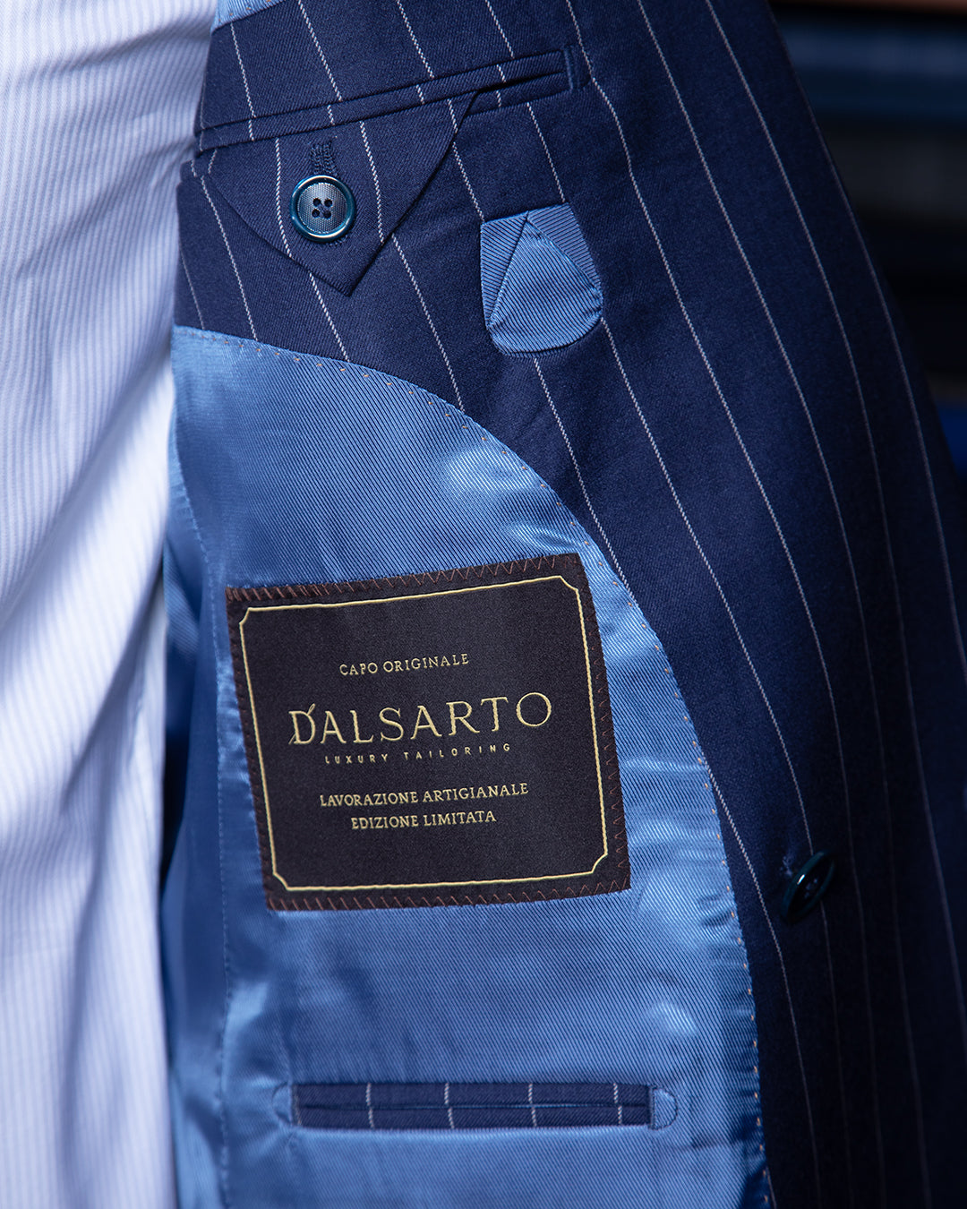 Abito Perugino Gessato Blu Chiaro