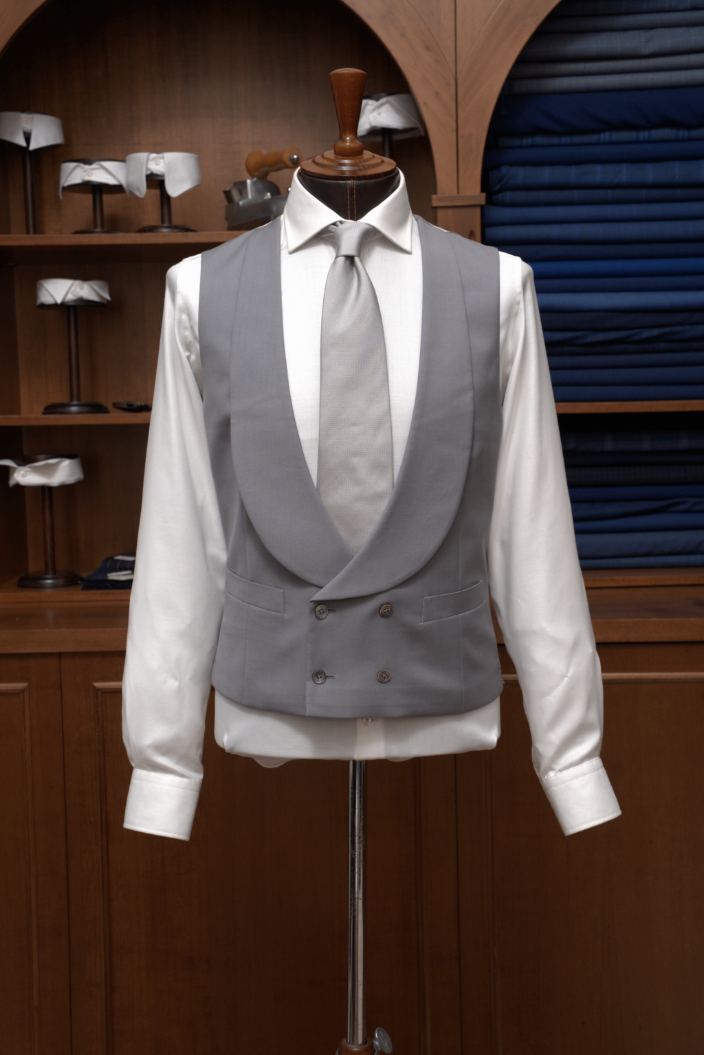 Double-breasted Pearl Gray Waistcoat