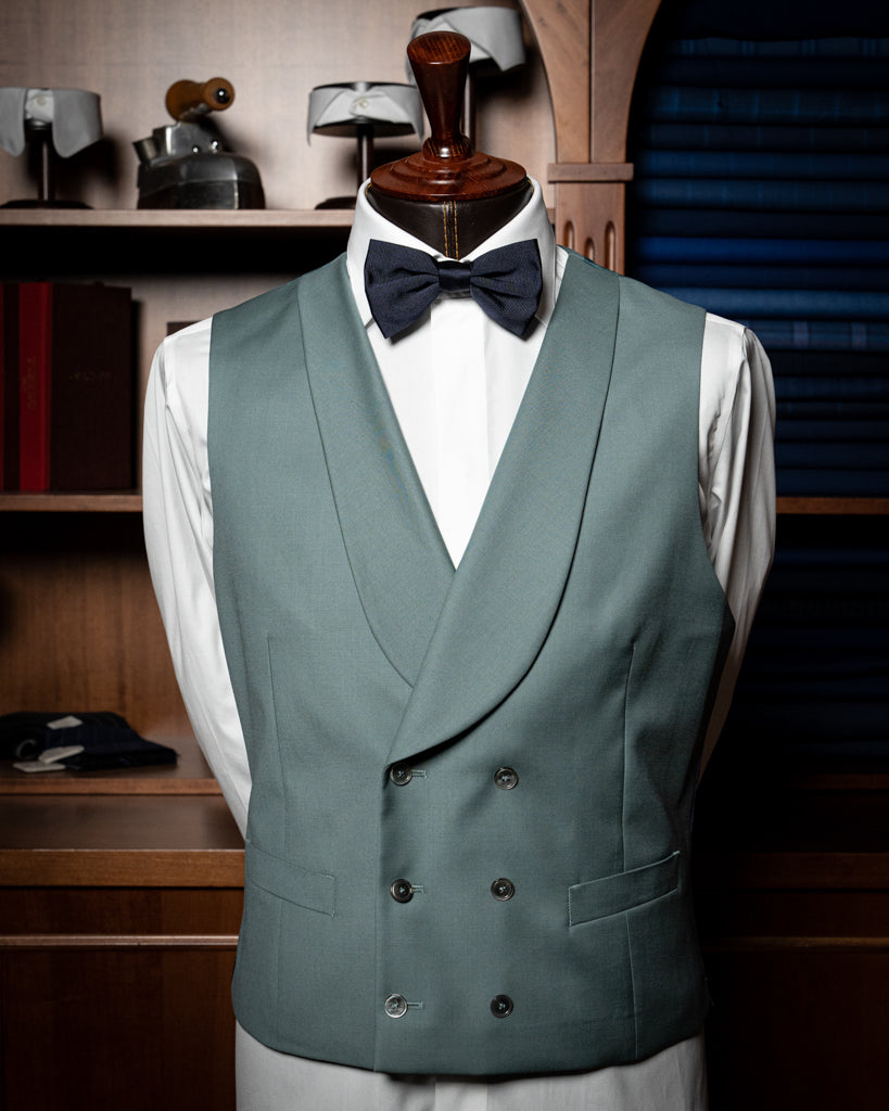 Double-Breasted Green Shawl Vest