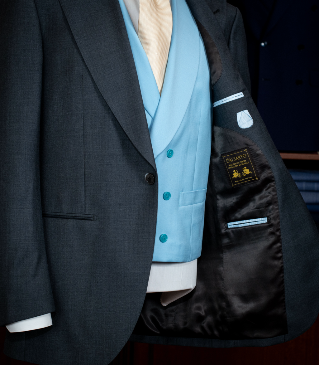 Turquoise Double-Breasted Shawl Waistcoat