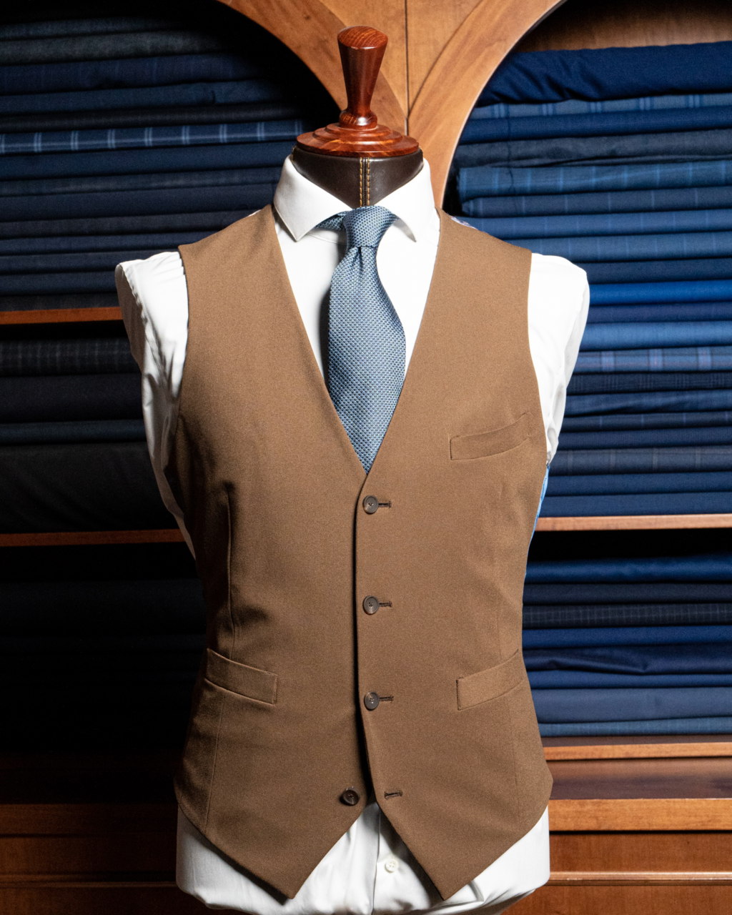 Hazelnut single-breasted waistcoat
