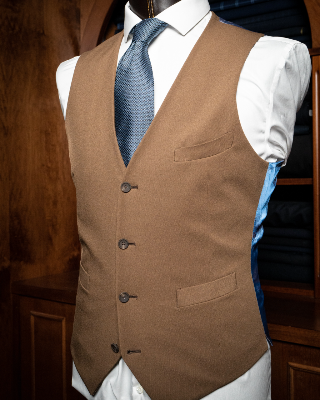 Hazelnut single-breasted waistcoat