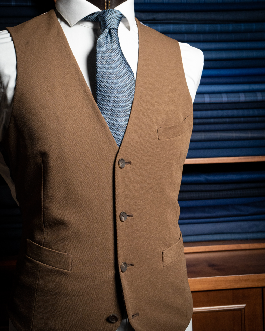 Hazelnut single-breasted waistcoat