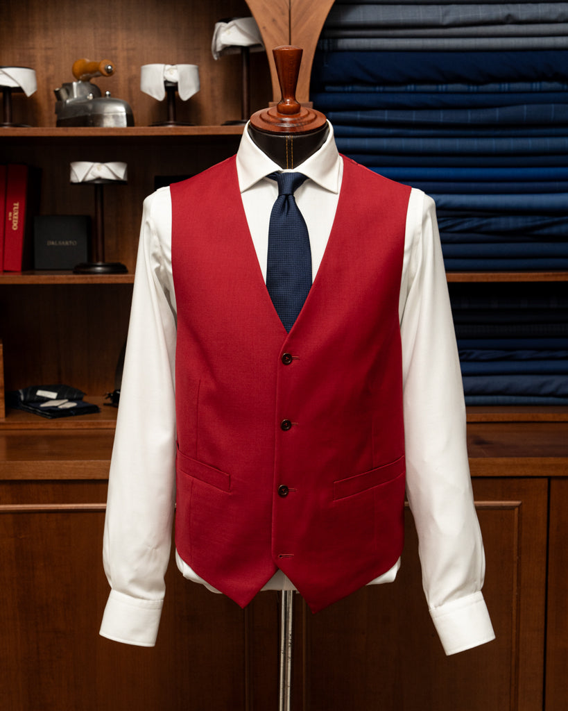Red Single Breasted Waistcoat