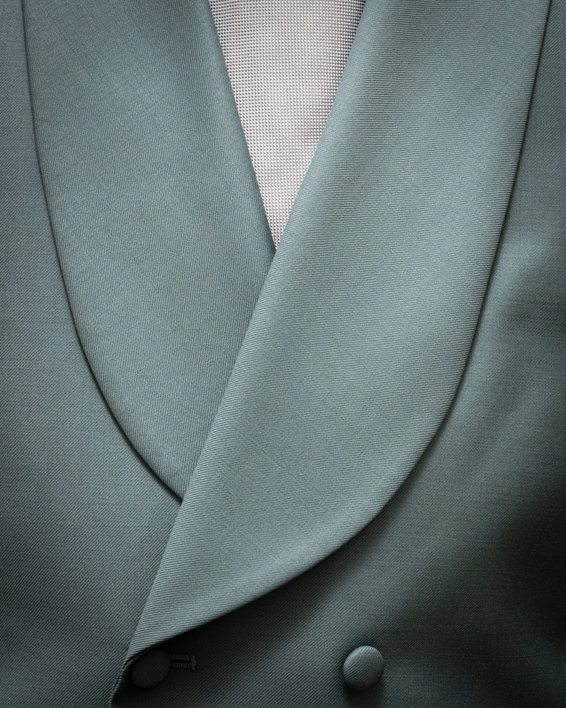 Green Double-Breasted Shawl Vest Four Buttons