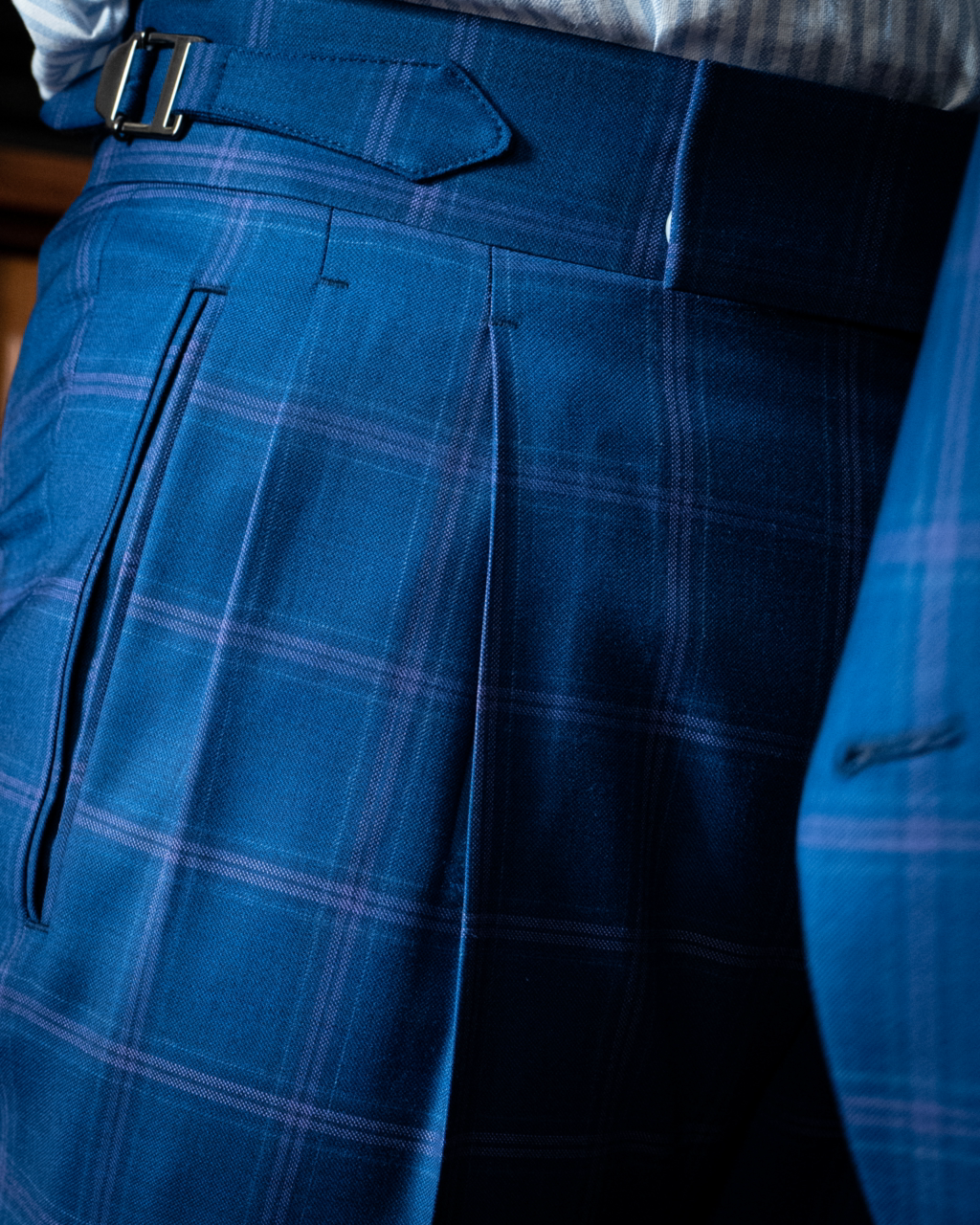 Borromini Blue Navy Checked Pants