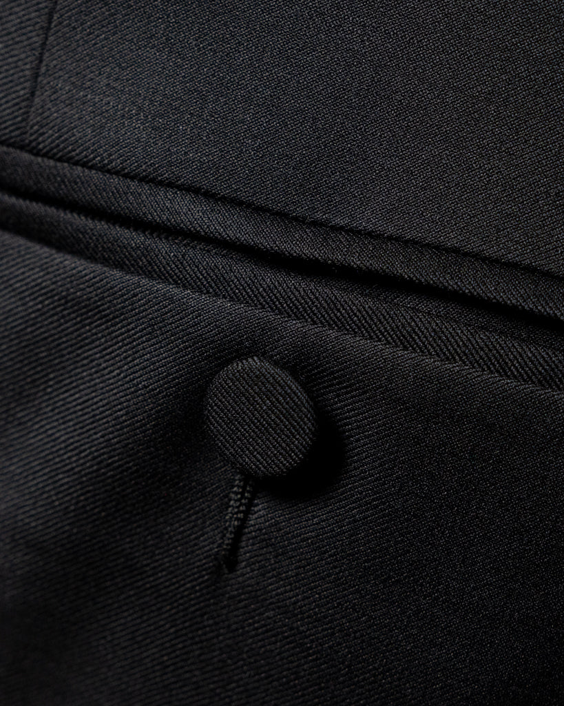 Pantalone Borromini Nero con Banda in Velluto Blu