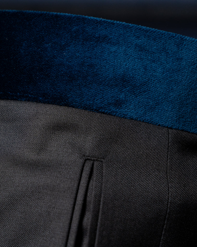 Pantalone Borromini Nero con Banda in Velluto Blu