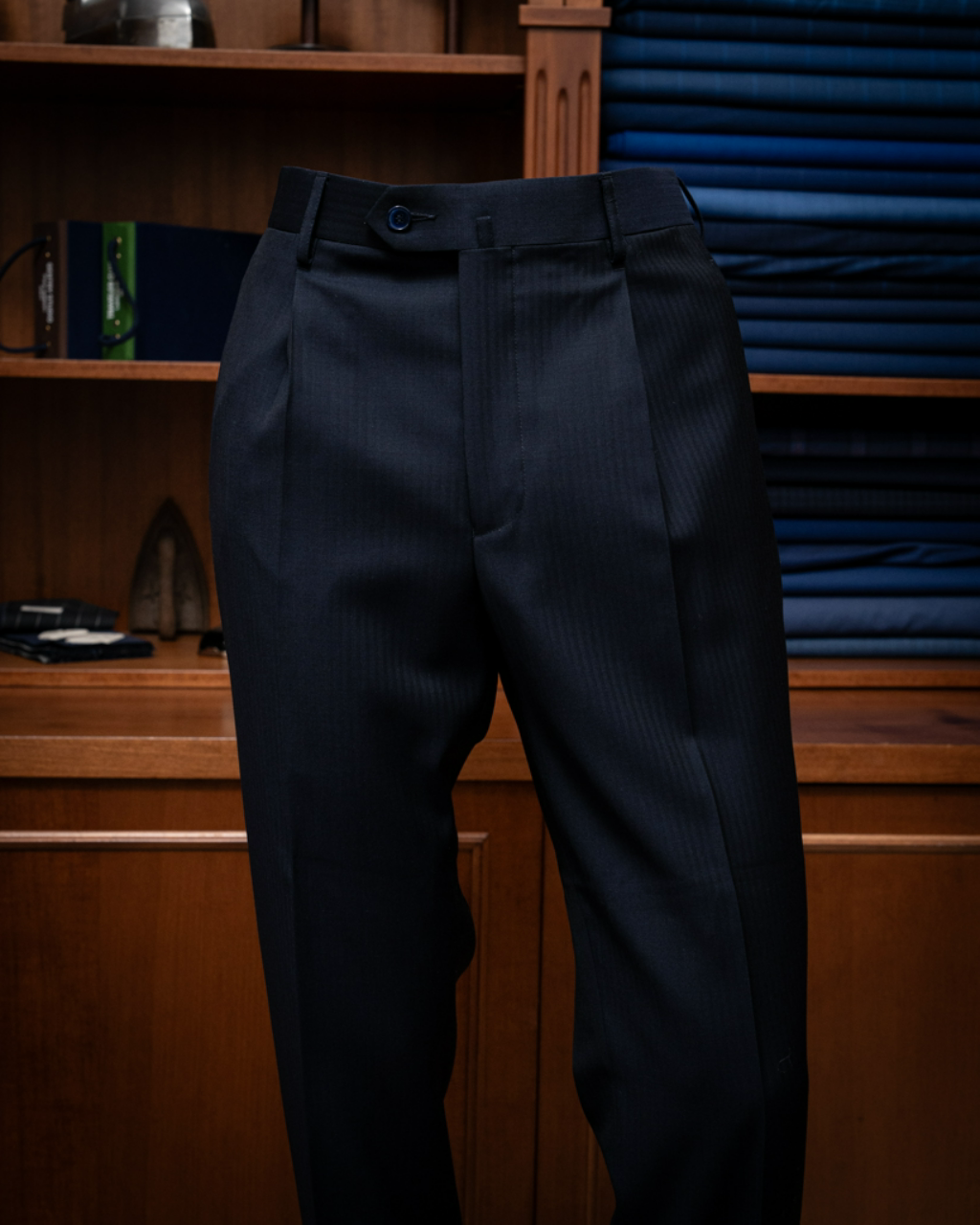 Tiziano Blue Herringbone Pants