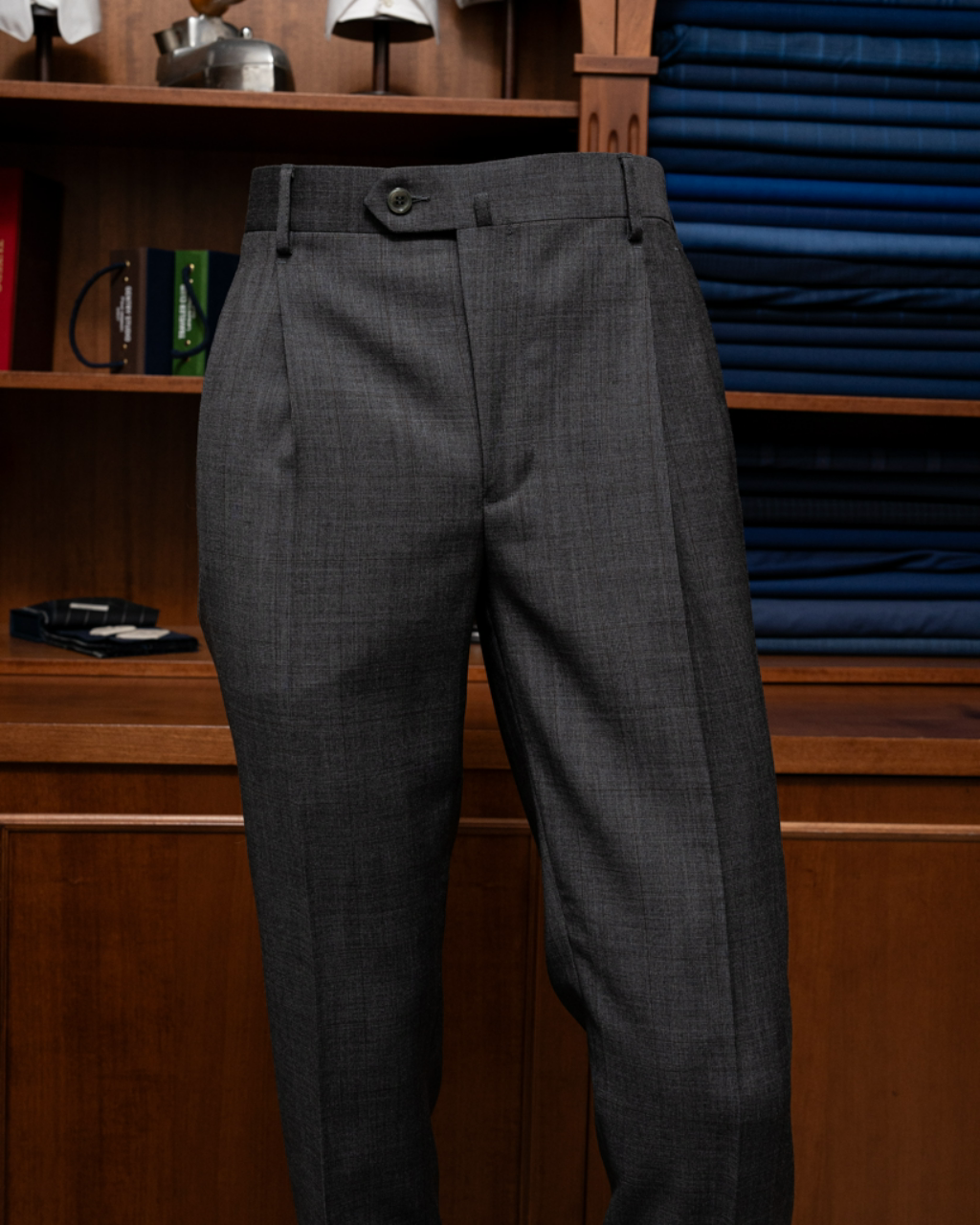 Tiziano Ash Gray Pants with Red Checks