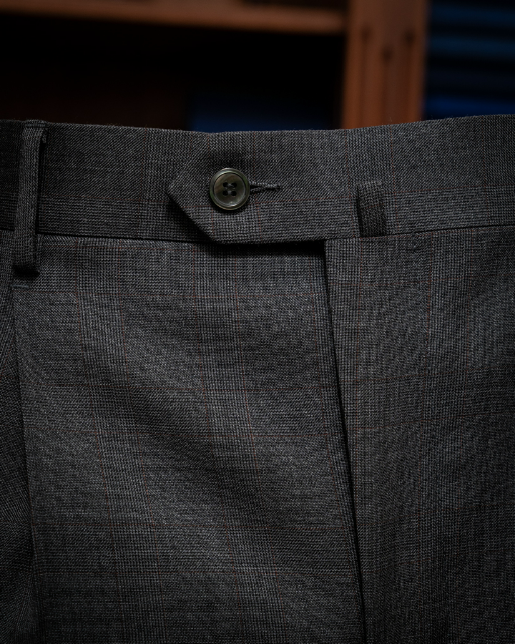 Tiziano Ash Gray Pants with Red Checks
