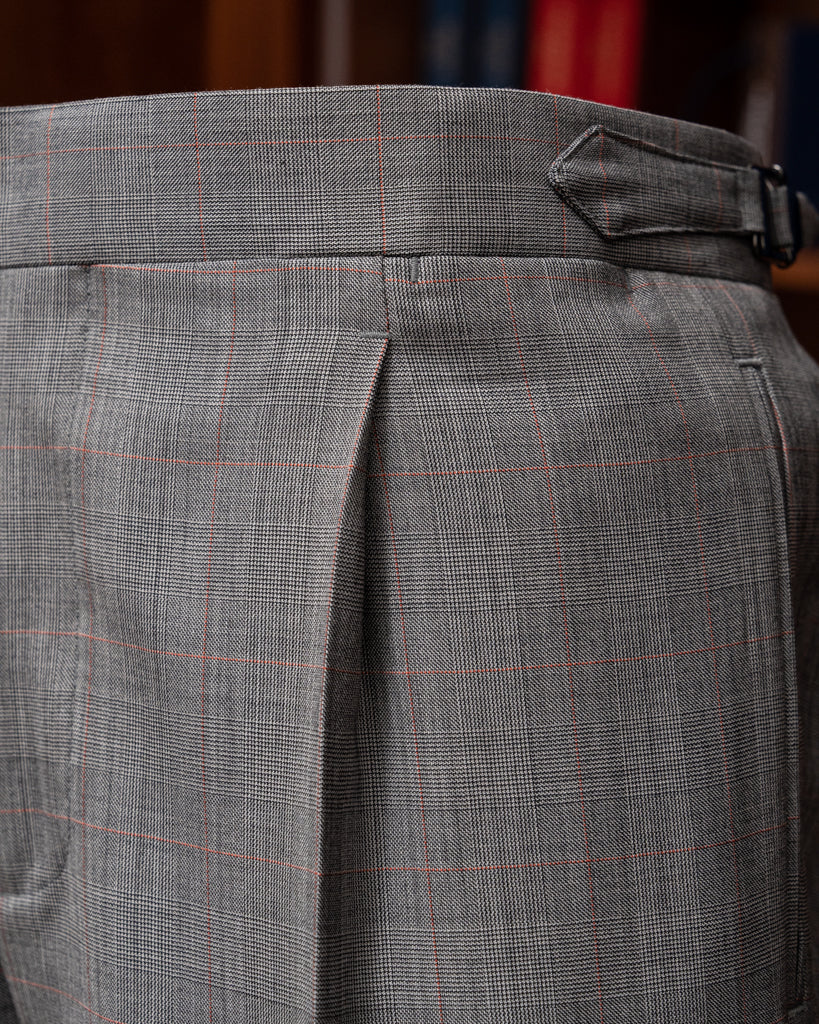 Pantalone Tiziano Principe di Galles Grigio Overcheck Rosso