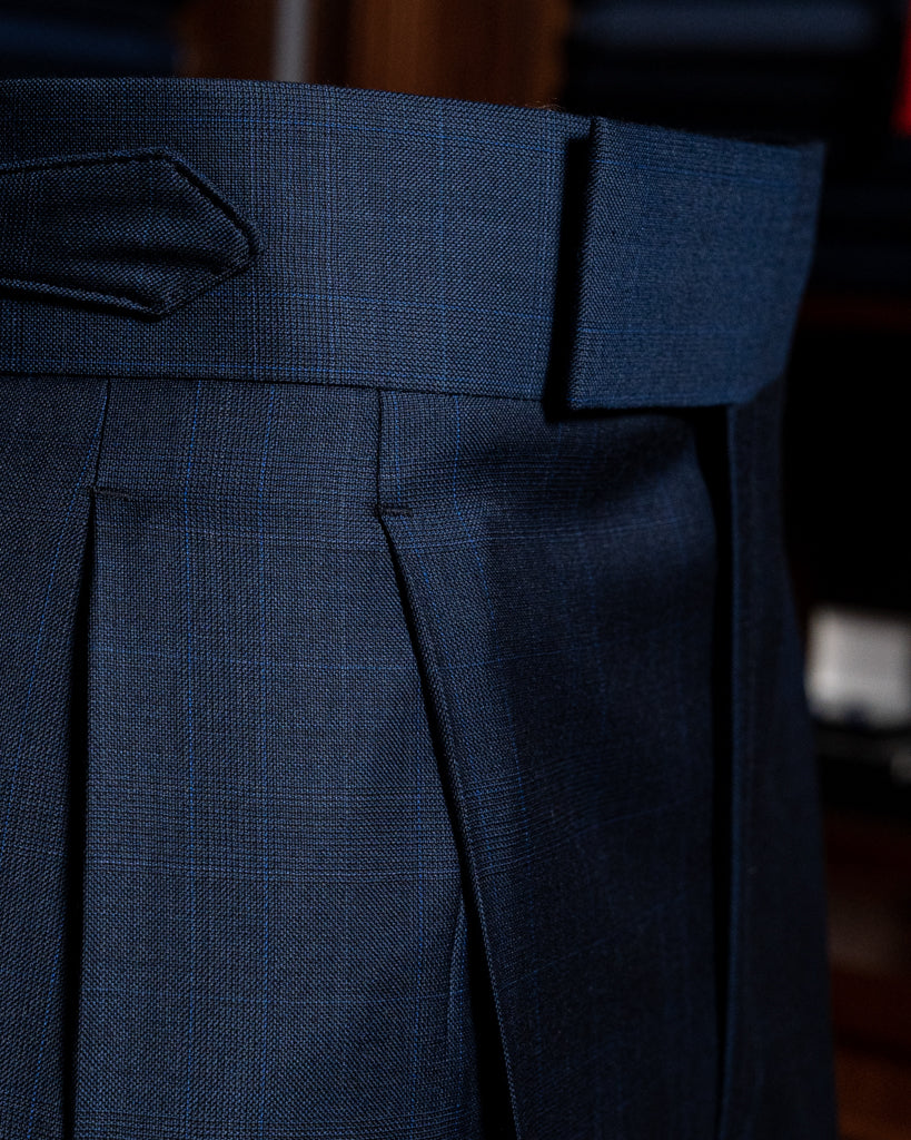 Pantalone Borromini Blu Notte Trama Quadri