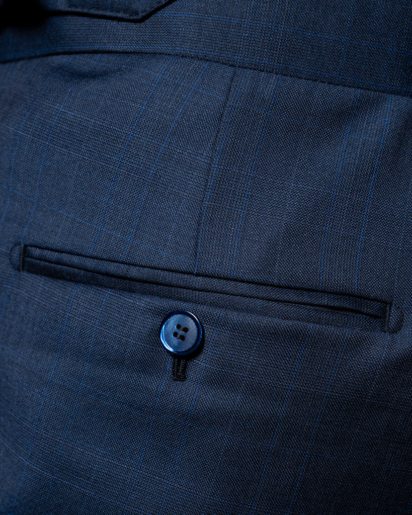 Pantalone Borromini Blu Notte Trama Quadri