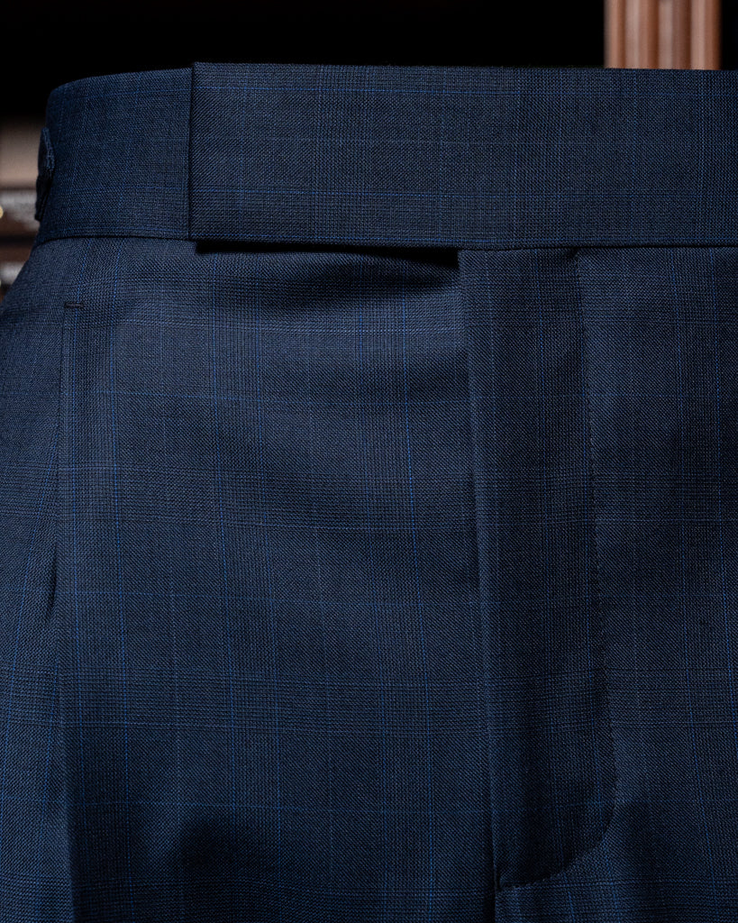 Pantalone Borromini Blu Notte Trama Quadri