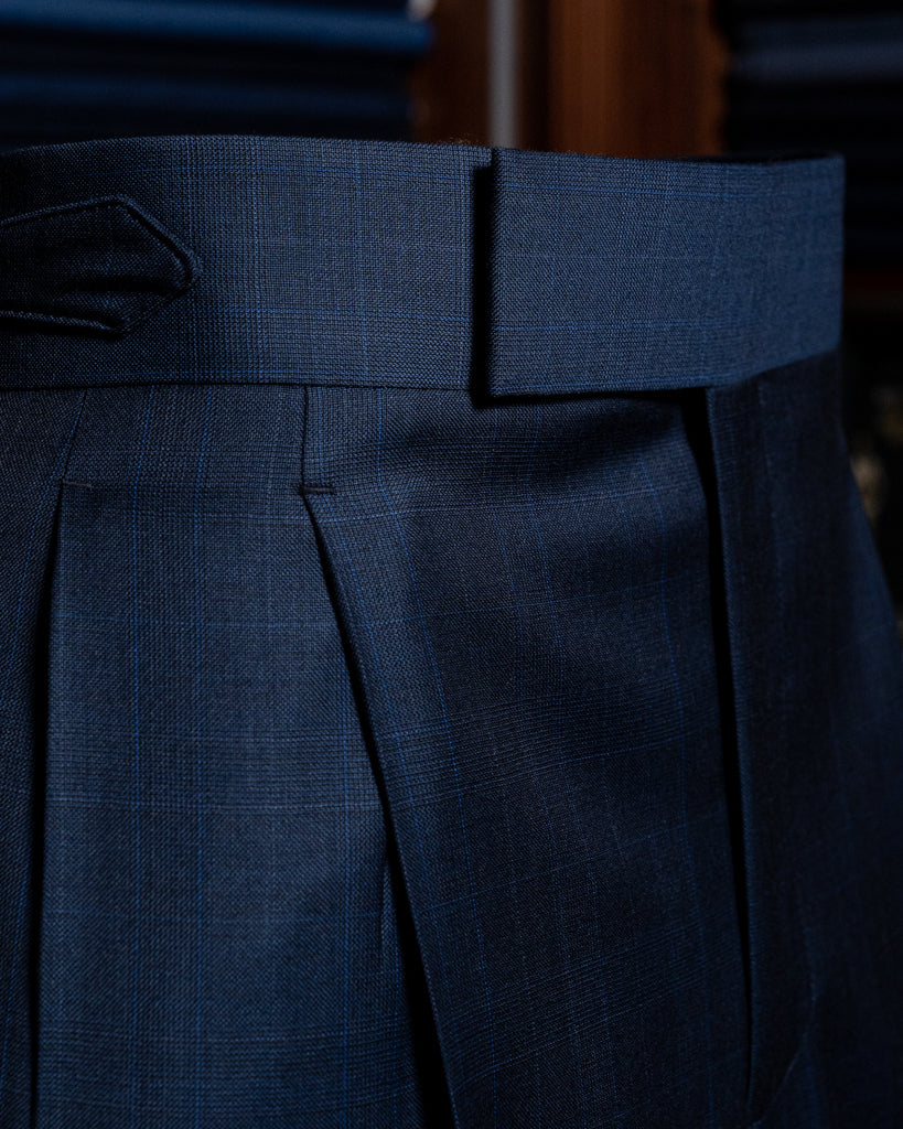 Pantalone Borromini Blu Notte Trama Quadri