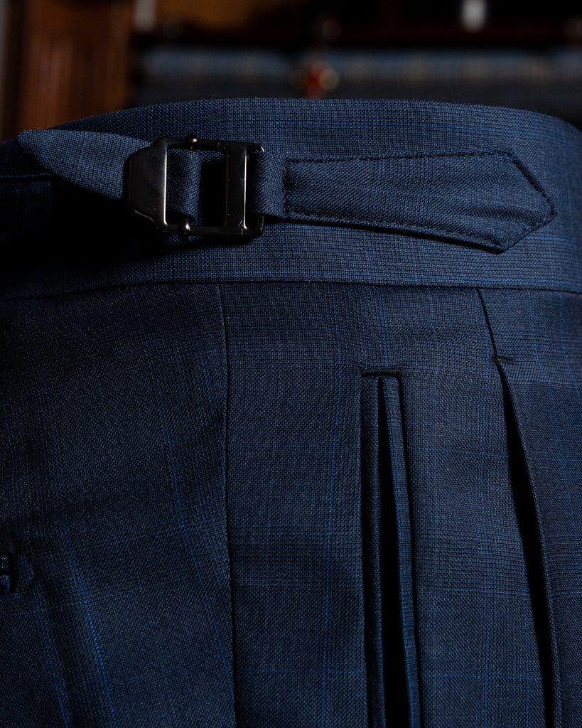Pantalone Borromini Blu Notte Trama Quadri