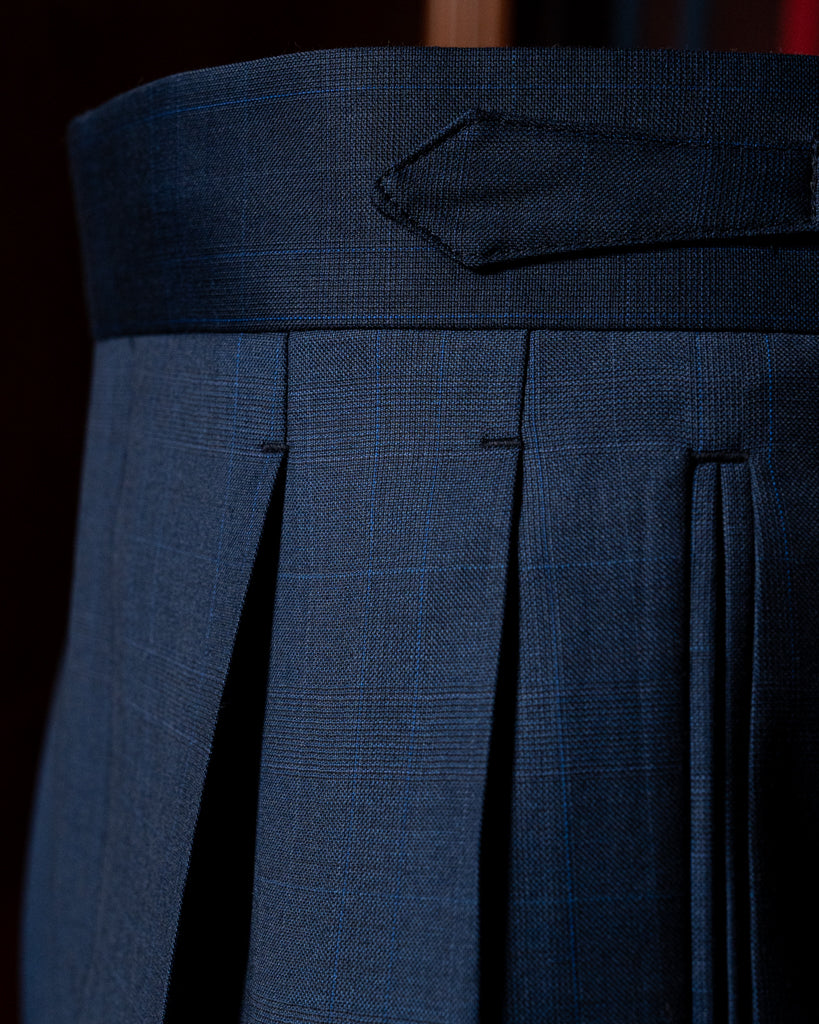 Pantalone Borromini Blu Notte Trama Quadri