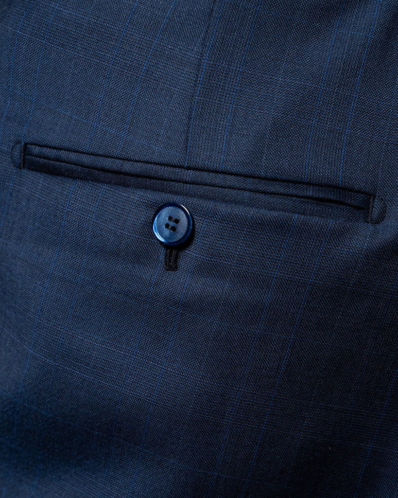 Pantalone Borromini Blu Notte Trama Quadri