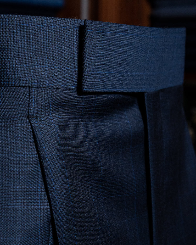 Pantalone Borromini Blu Notte Trama Quadri