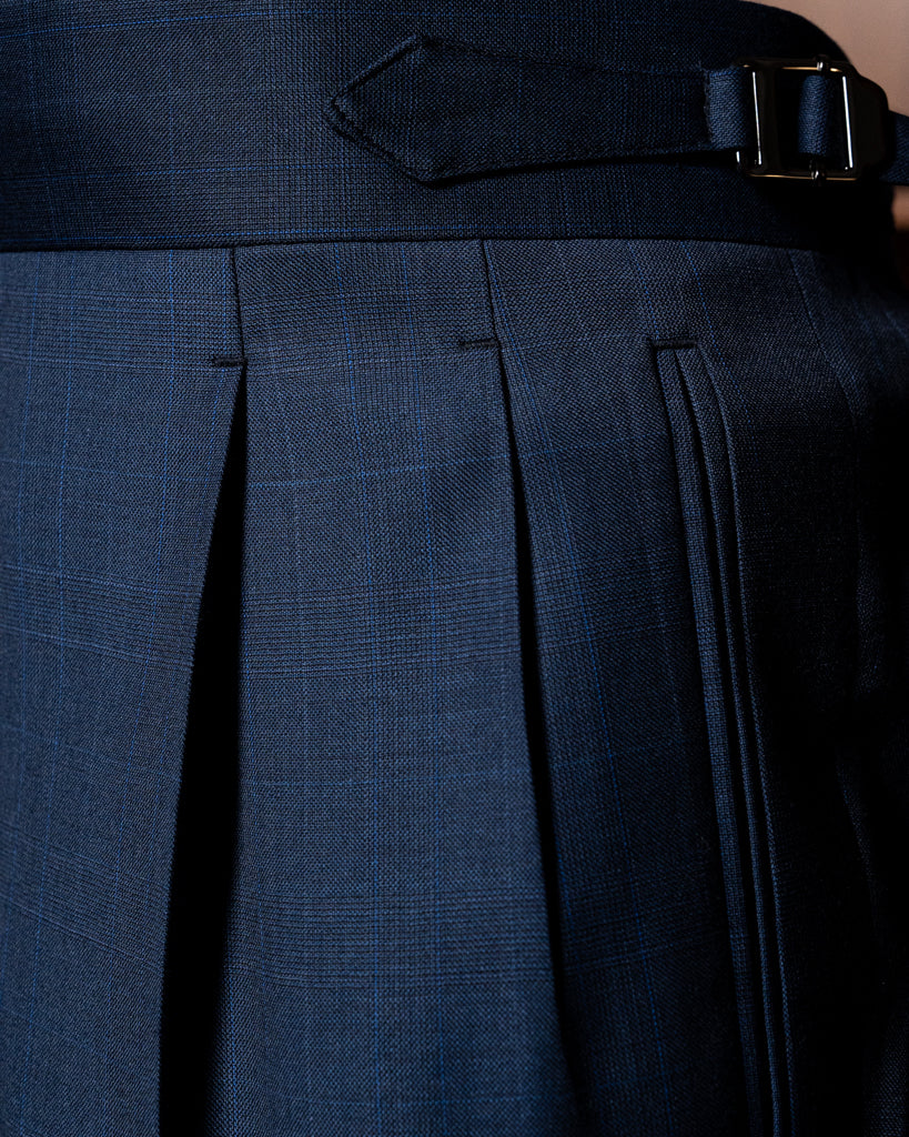 Pantalone Borromini Blu Notte Trama Quadri