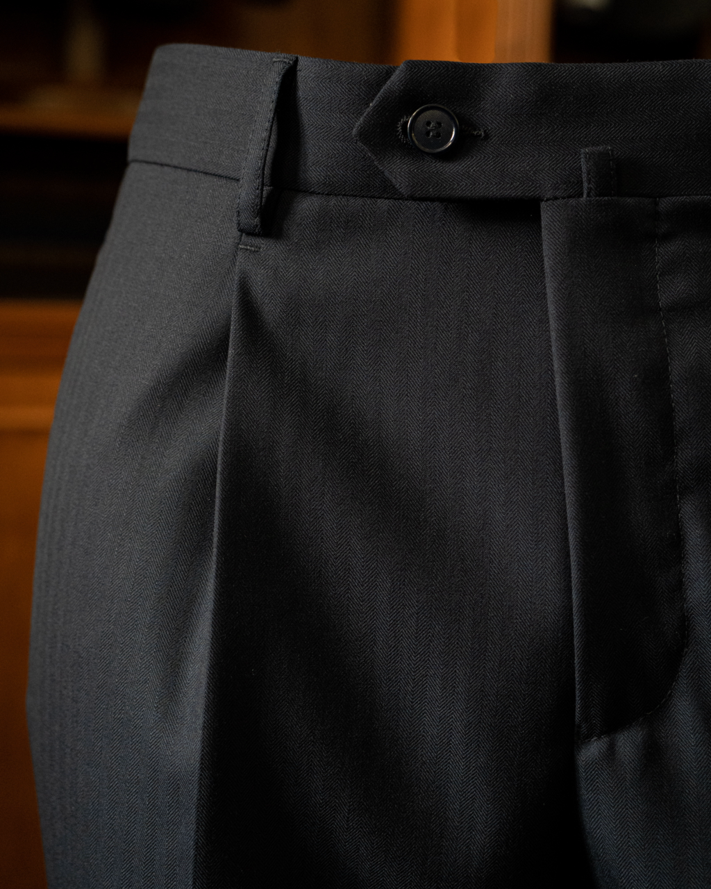 Tiziano Black Herringbone Pants