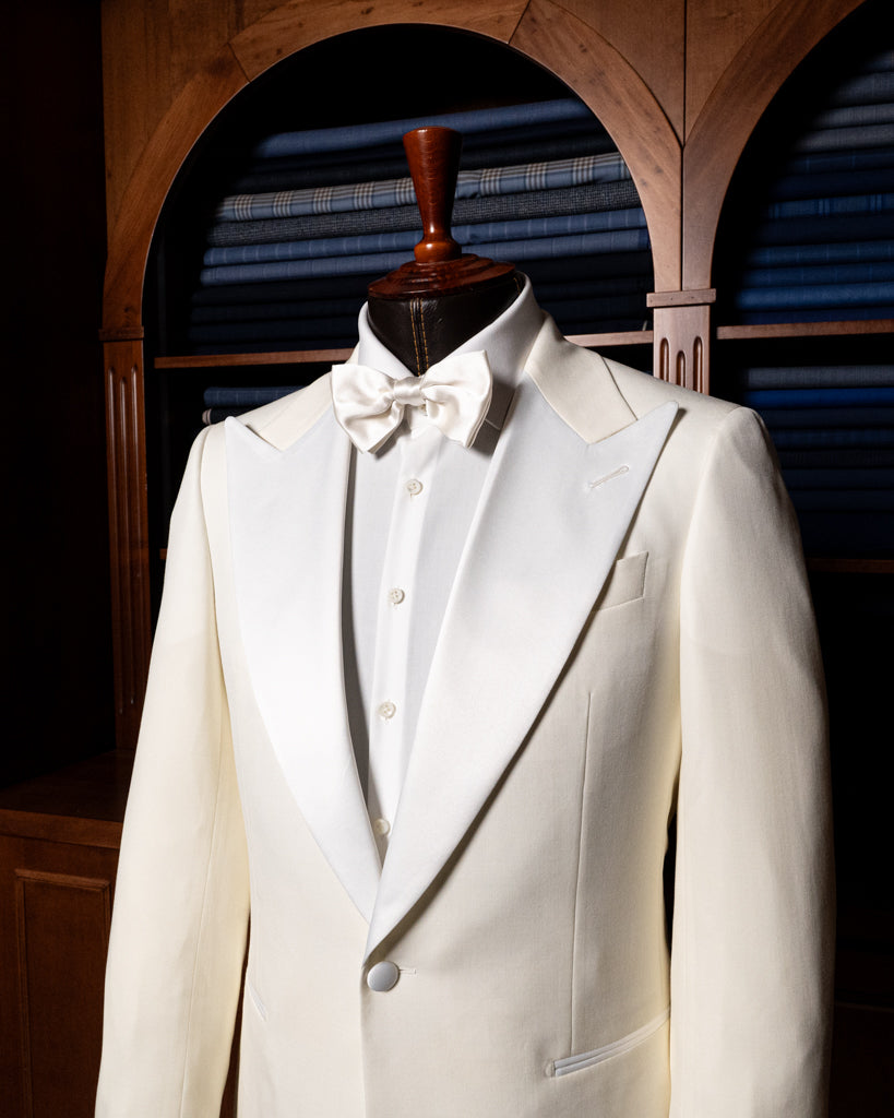 Michelangelo White Tuxedo with Satin