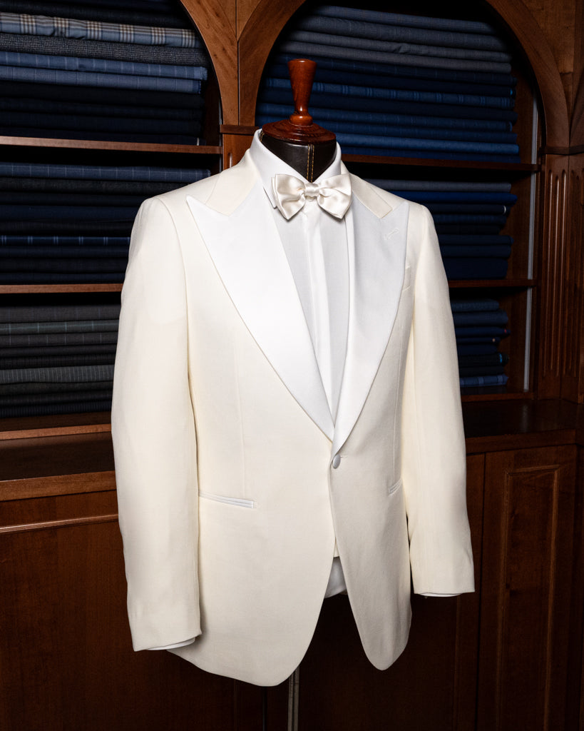 Michelangelo White Tuxedo with Satin
